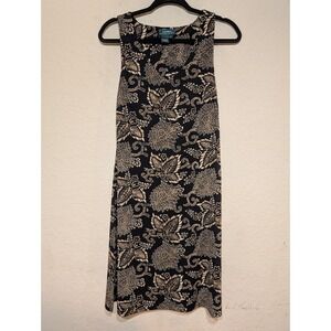 Lauren Ralph Lauren Floral Print Black and Gold Sleeveless‎ Dress Casual Smalll